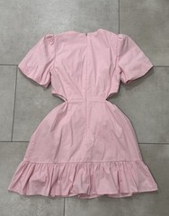 WAYF Cutout Short Sleeve Fit & Flare 97% cotton Minidress Pale Pink Size Sm