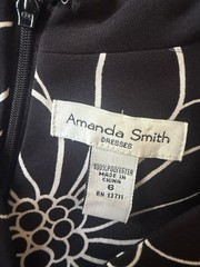 Amanda Smith Dress Womens 6 Black White Floral Sheath Shift Career Office Work