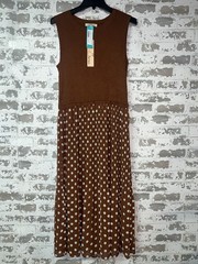 NWT! Les Serein Ravenna Mixed Media Polka Dot Dress Size Medium – Brown
