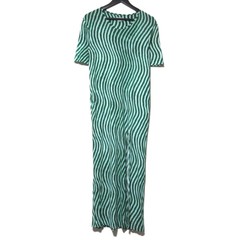 DRIES VAN NOTEN Len Lye Stripe Pattern Long Dress Green Size Small Women USED