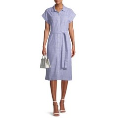 Time and Tru Belted Button down Lace Denim Sun summer beach casual picnic Dress