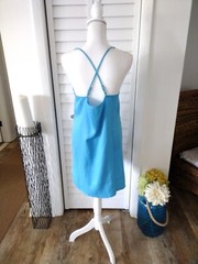 Laundry Shelli Segal blue adjustable spaghetti strap lightweight mini dress Sz L