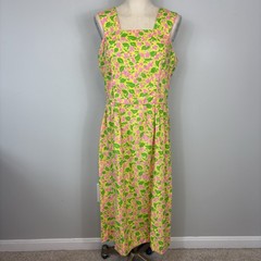 Vtg 70s Lilly Pulitzer The Lilly Floral Midi Dress Pink Sz 14 60s Cottagecore