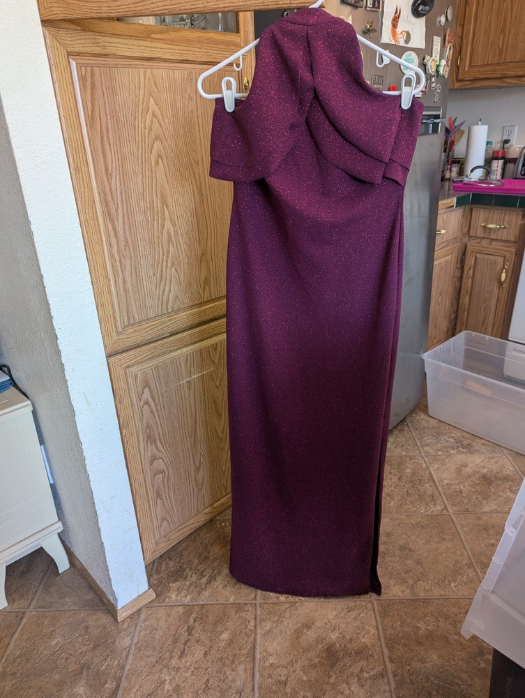 bebe burgundy glitter maxi gown Size 10