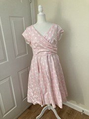 Pretty Dress Co Pink Polka Dot Dress Size UK20