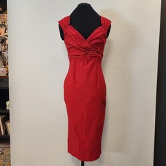 Pinup Couture Laura Byrnes Red Sweetheart Neckline Midi Wiggle Dress Large