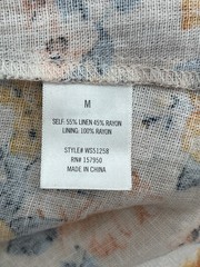 Mi Ami Floral Spaghetti Strap Linen Mini Sun Dress Cream Multicolor M Medium