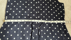 WOOLOVERS 100% LINEN NAVY/WHITE POLKA DOT SLEEVELESS DRESS SIZE 10, POCKETS