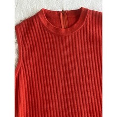 St John Collection Orange Ribbed Sleeveless Santana Knit Sheath Dress Size 6