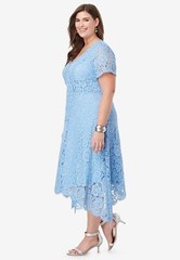 Jessica London Womens 24W Lace Handkerchief Dress Periwinkle French Blue 1x/2x