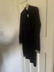 Wallis Black Thigh – Knee Length Dress High Neck Long See Through Sleeves Sequin