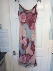 Vintage Y2K Silk Slip Dress Size 14 Lined VGC Muted Floral Wedding Formal 90s