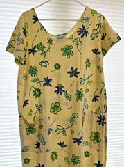 Vintage Fresh Produce Yellow Floral Cotton Maxi Dress Beach Pool Cruise- LARGE