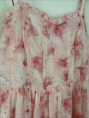 Storia Medium Pink Floral Ruffle Sundress Gold Dots Boning Fairy Feminine Girly