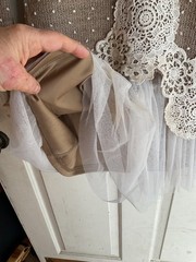 RYU TAN POM POM DRESS BOHO VINTAGE INSPIRED LACE/TULLE BOTTOM CROCHET FLOWER M.