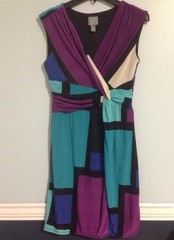 Rabbit Rabbit Rabbit Designs Jade & Purple Geometric Twist-Front DressSz 8