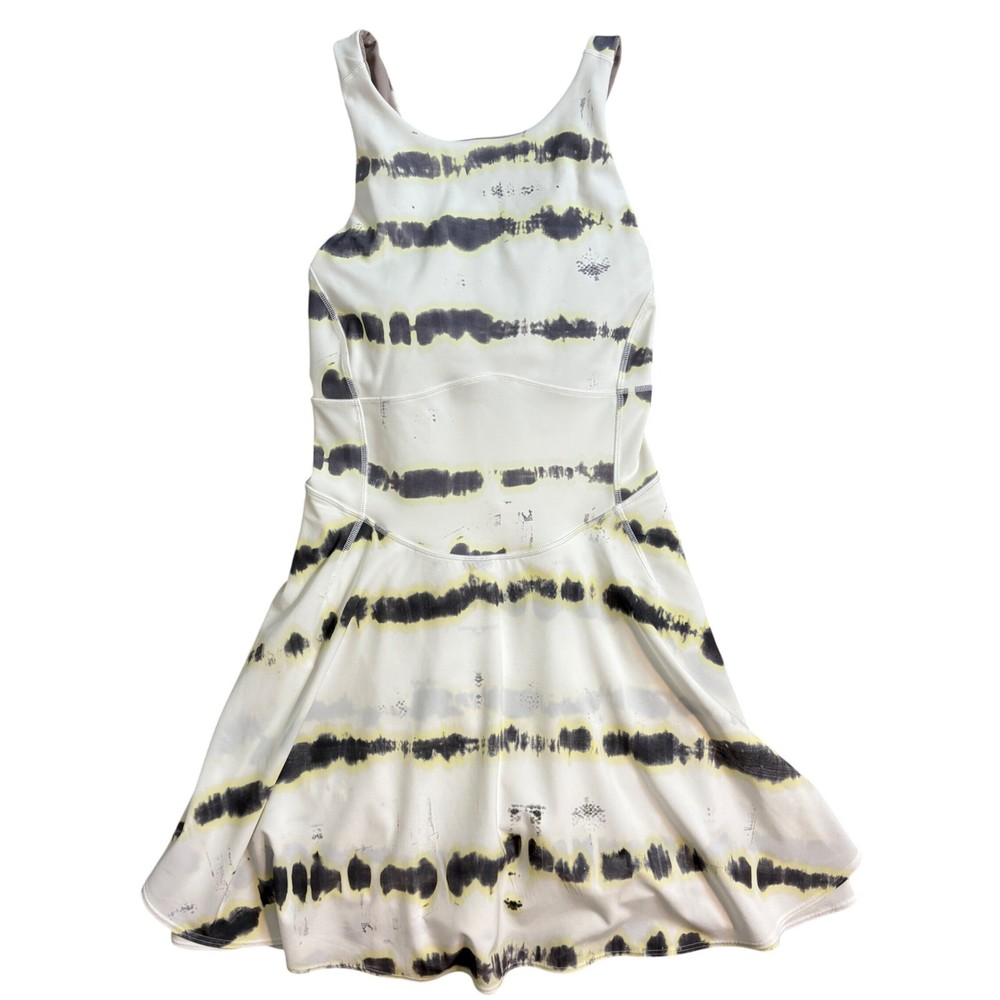 Lululemon Court Crush Dress Transverse Yellow Multi Size 10 Tennis Dress W1DODS