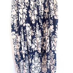 Matty M | Navy Blue and White Floral Print Sleeveless Maxi Dress