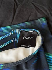 Bershka Bodycon Maxi Dress, Blue and Green Print with side slit leg, Size XS