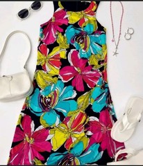 Brilliantly Colorful Trina Turk Sundress Side Ruched Sz M
