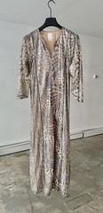 Anna Sui Cyrene Dress Size S Silver Sequin Kaftan Maxi Free People USA