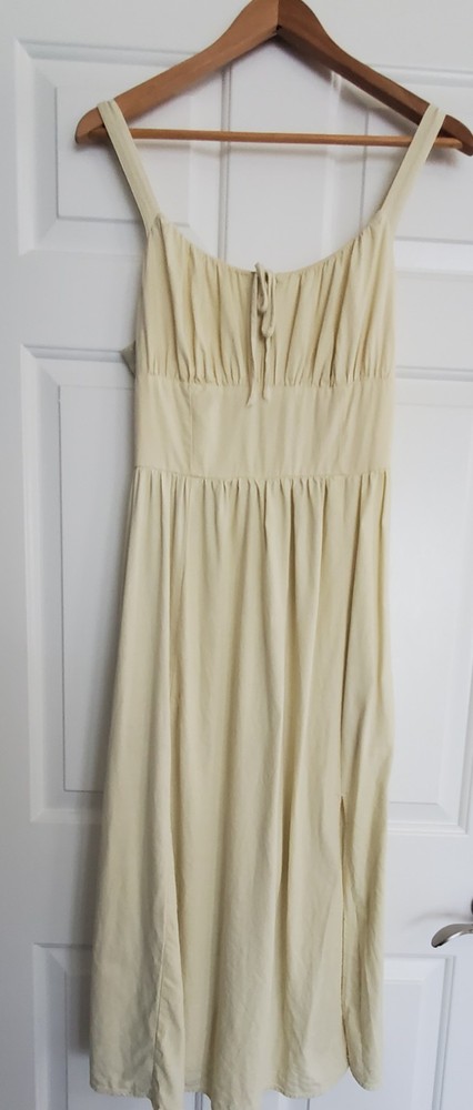 Ellen Tracy Women&rsquo;s Sleeveless Pale Yellow Sleeveless Peasant Dress Size S