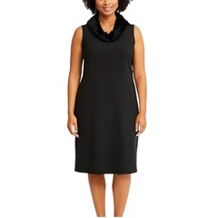 Richard Malcolm Dress Black Faux Fur Collar Sleeveless LBD Stretch Chic Size 10