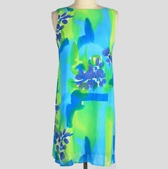 💖 RJ Collection Chelsea Rousso Chiffon Dress Lined Aqua Colors Floral Petite S