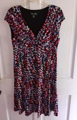Evan Picone Dress Black 10 Red Colorful Modest Teacher Purple Elegant Eclectic
