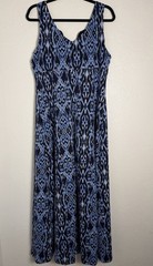 RN Studio Blue Multicolored Striped Floral Sleeveless Maxi Dress Women&rsquo;s Size 14