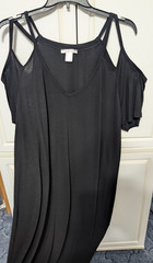 Lascana Venus Cold Shoulder Dress Short Mini Plus Size 2X Black XXL V-Neck
