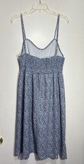 Blue/White Floral V-Neck Button Front Midi Sundress Smocked Pockets Size XL