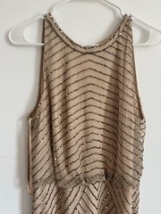 Adrianna Papell Madigan Art Deco Beaded Halter Blouson Gown