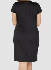 24seven Comfort Apparel Women&rsquo;s Black V-Neck Faux Wrap Dress Plus Size 1X