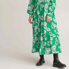 La Redoute Green Floral Midaxi Dress Size 10 Ruffles Midi Long Tiered RRP £75