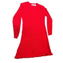 Coldwater Creek Rib Knit Sweater Dress Red Women&rsquo;s Medium Long Sleeve Midi USA