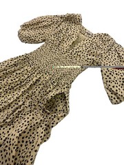 AYR The Extra Extra Smocked Puff Sleeve Midi Dress Soft Spot Beige Size S NWOT