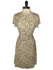 NEW NINE WEST Size L Sheath Dress Grey Yellow Pink Animal Print Stretch Knit