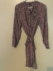 Ann Taylor Tie Neck Belted Waist Button Front Lightweight Dress Size S
