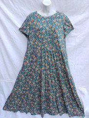 Seasalt Cornwall Green Red White Mix Floral Short Sleeve Dress Size 14