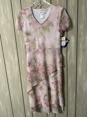 LADIES MISS DORBY LIGHT PINK FLORAL SPRING SUMMER DRESS SIZE 10 PETITE NWT
