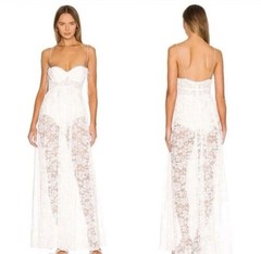 NWT For Love and Lemons Lorena Maxi Dress White Lace Size XS
