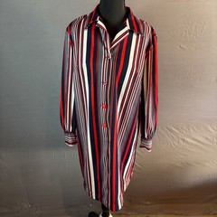 Vintage Town n Terrace Striped Shirt Dress Red White Blue Mod Retro 40s 50s