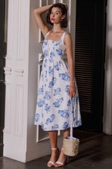 Francesca’s Eleanor Square Neck Floral Midi Dress Size XS MSRP$78.00