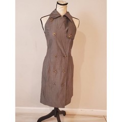 Max Mara Wool Silk Double Breasted Trench Halter Dress sz 2