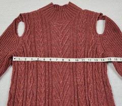 OSO Casuals Rust Brown Cold Shoulder Cable Knit Sweater Dress Women&rsquo;s M