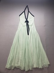 Elisa Dress Womens XL Green Silk Halter Maxi Fit & Flare Bow Formal Evening