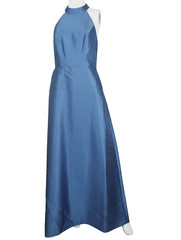 Alfred Sung Women&rsquo;s Halter Neck Gown Dress Size 18 Dusk Blue Satin Twill D772