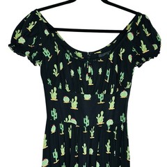 Collectif London Cactus Babydoll Midi Dress XXS Cottage Western Ruffle Peasant