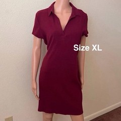 No Boundaries Women’s Ribbed Polo Mini Dress, XL